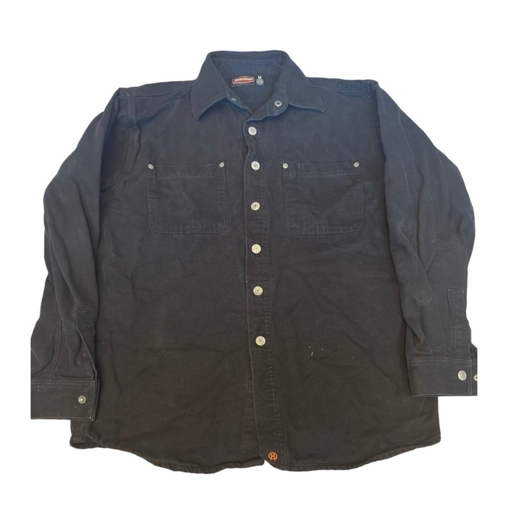 Jesse James Size M Long Sleeve‎ Button Front Shirt Black Soot Cotton